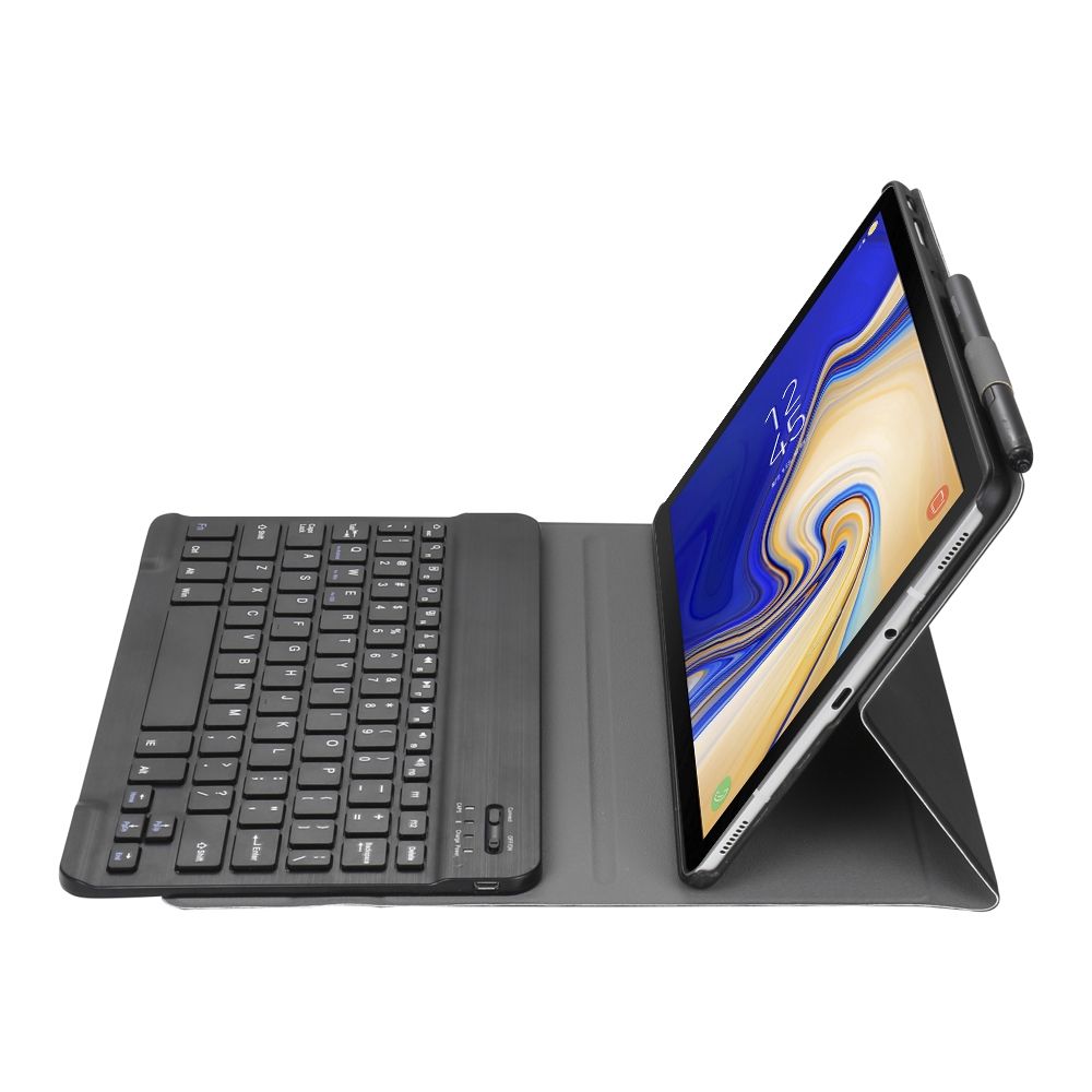 A510 Bluetooth 3.0 Ultra-thin Detachable Bluetooth Keyboard Leather Case For Samsung Galaxy Tab A 10.1 (2019) T510 / T515 (Black)