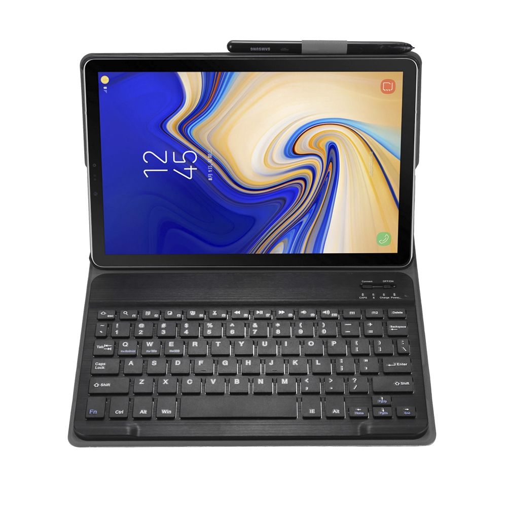 A510 Bluetooth 3.0 Ultra-thin Detachable Bluetooth Keyboard Leather Case For Samsung Galaxy Tab A 10.1 (2019) T510 / T515 (Black)