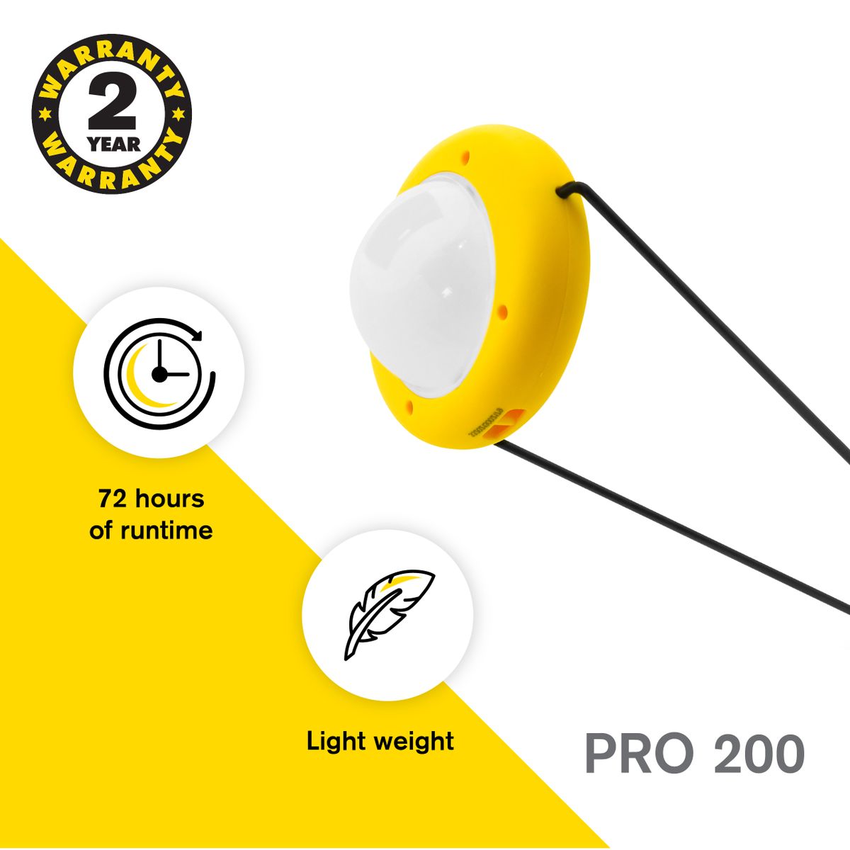 Pro 200 Solar Light With USB Mobile Charging - Yellow
