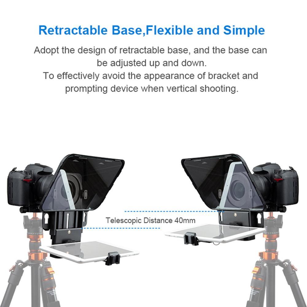 Bestview T3 Upgraded Smartphone/Tablet/DSLR Camera Teleprompter Prompter with Remote Control Lens Adapter Ring Supports Ultra Wide Angle Lens for Stage Speech Live Streaming Online Video Vlog