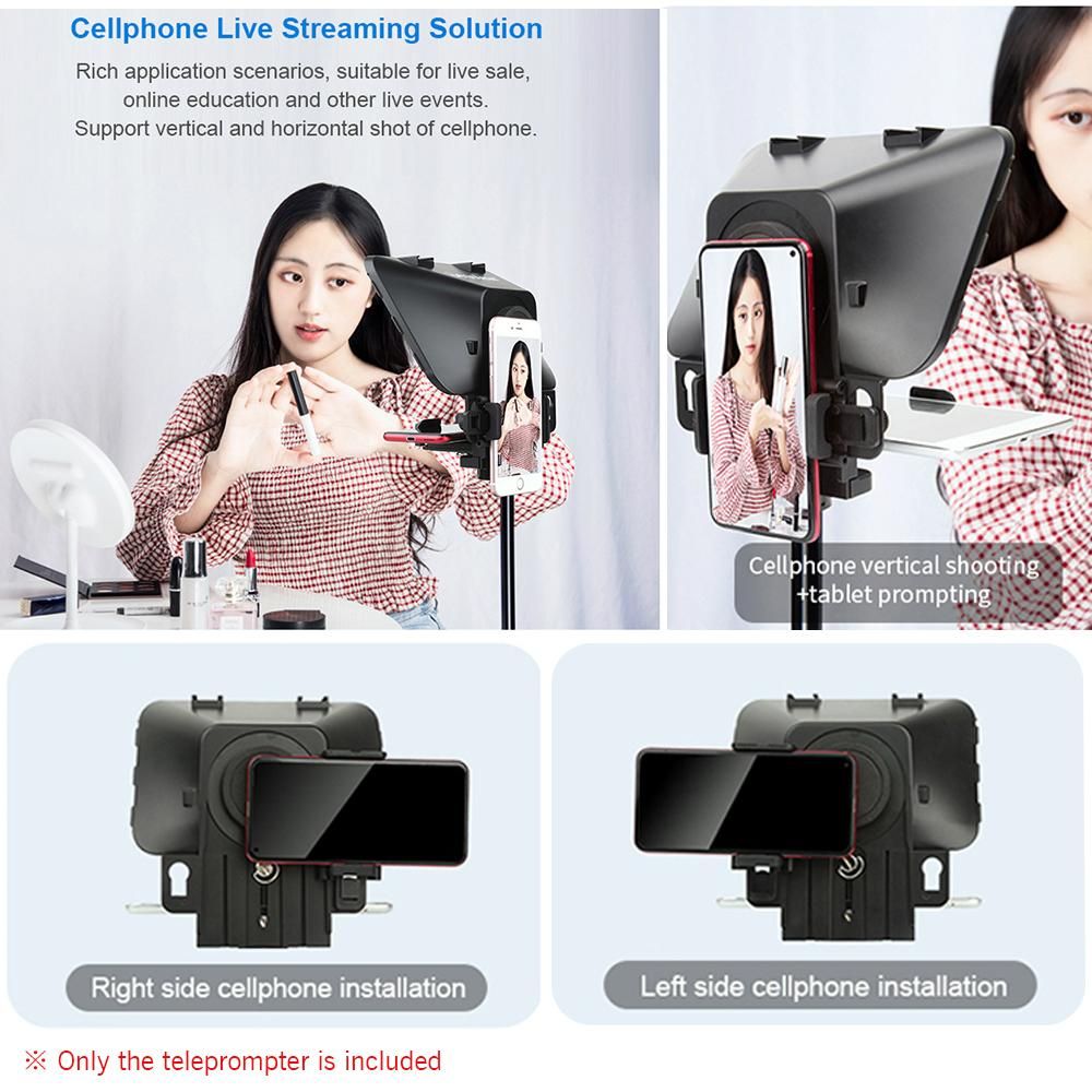 Bestview T3 Upgraded Smartphone/Tablet/DSLR Camera Teleprompter Prompter with Remote Control Lens Adapter Ring Supports Ultra Wide Angle Lens for Stage Speech Live Streaming Online Video Vlog