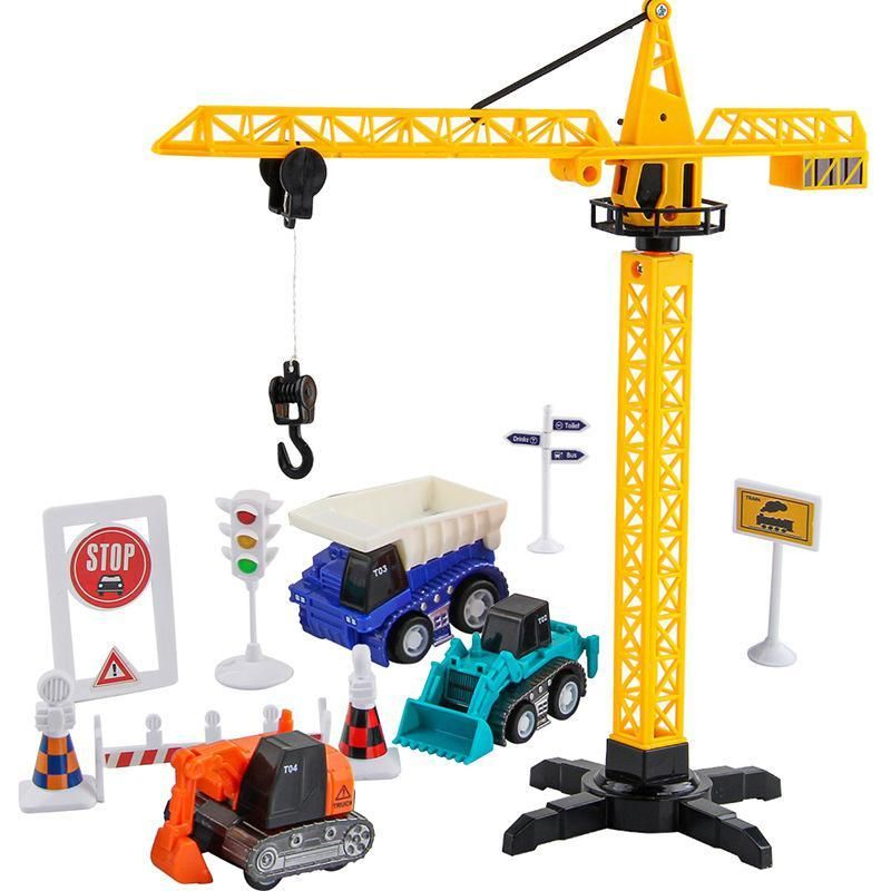 Simulate Model Car Fire Brigade Ladder Lifting Dismounting Excavator TruCrane Toy for Kids Boys