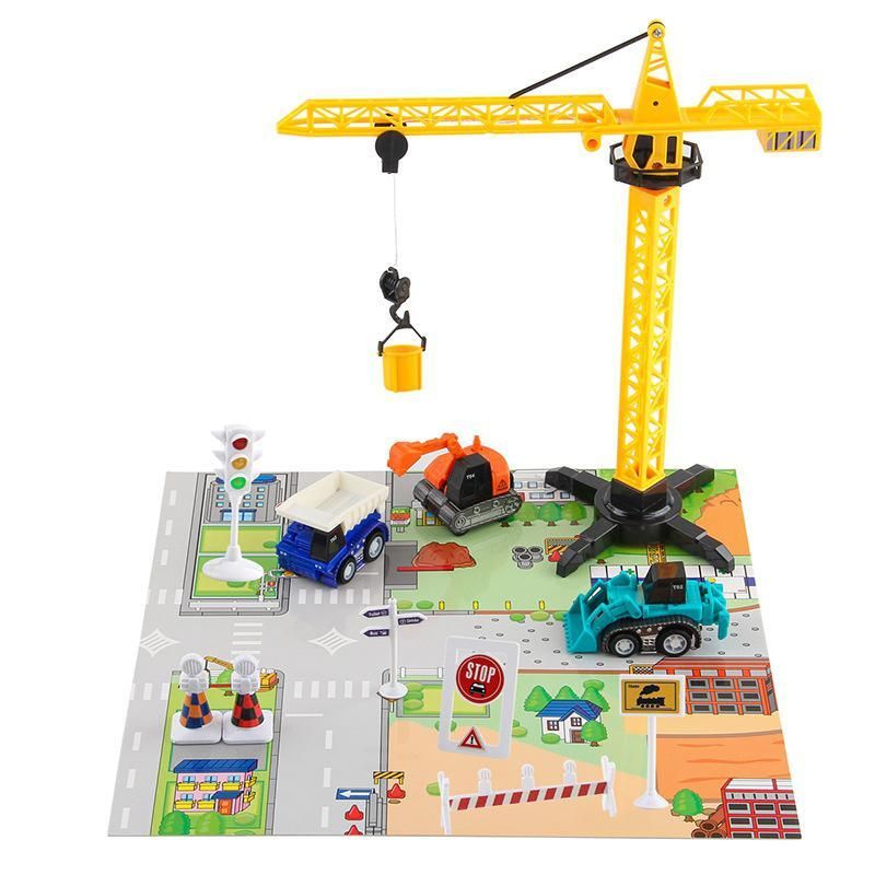 Simulate Model Car Fire Brigade Ladder Lifting Dismounting Excavator TruCrane Toy for Kids Boys