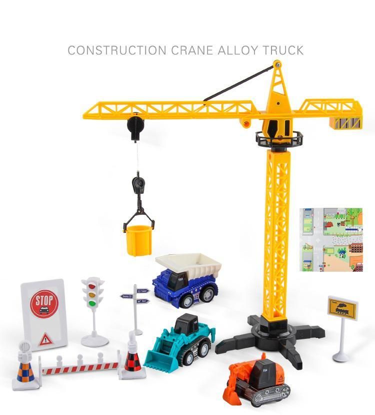 Simulate Model Car Fire Brigade Ladder Lifting Dismounting Excavator TruCrane Toy for Kids Boys