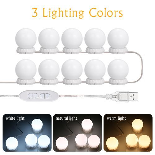 Vanity LEDs Make Up Mirror Lights Kit With 10 Bulbs USB