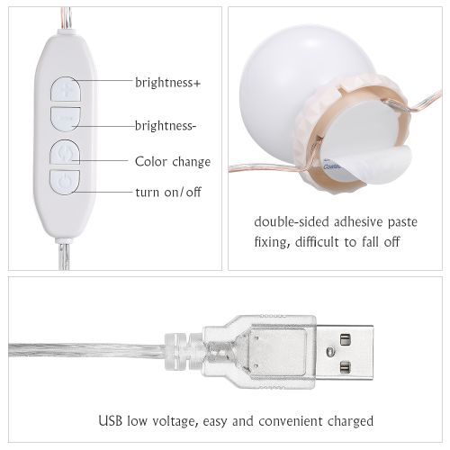 Vanity LEDs Make Up Mirror Lights Kit With 10 Bulbs USB