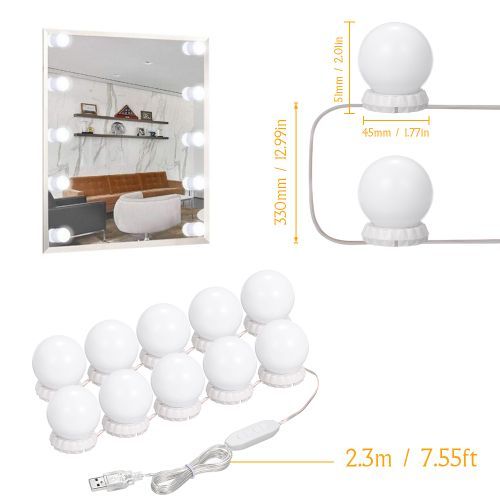 Vanity LEDs Make Up Mirror Lights Kit With 10 Bulbs USB