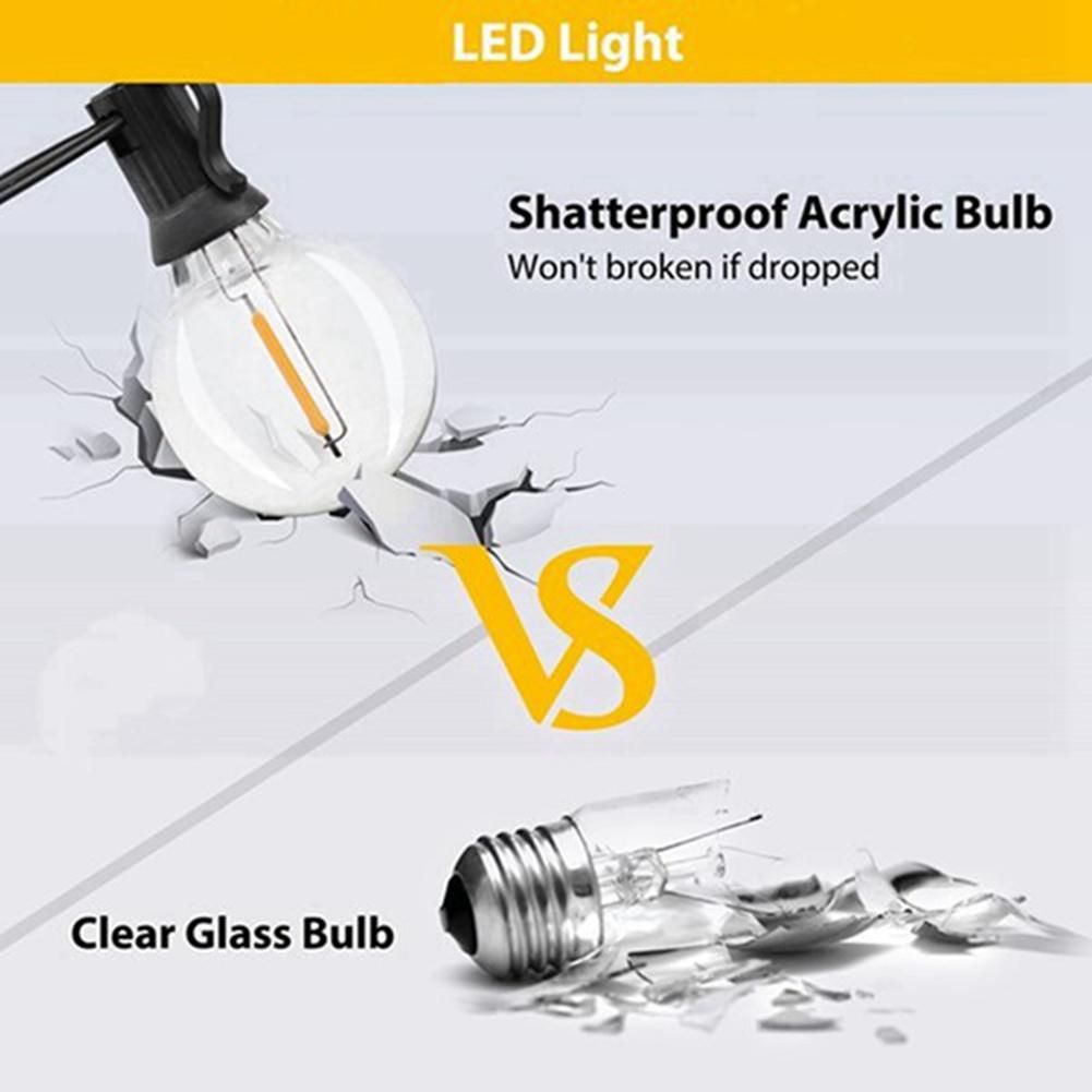 6Pcs G40 Bulbs,E12 Screw Base LED Globe Bulbs for Solar