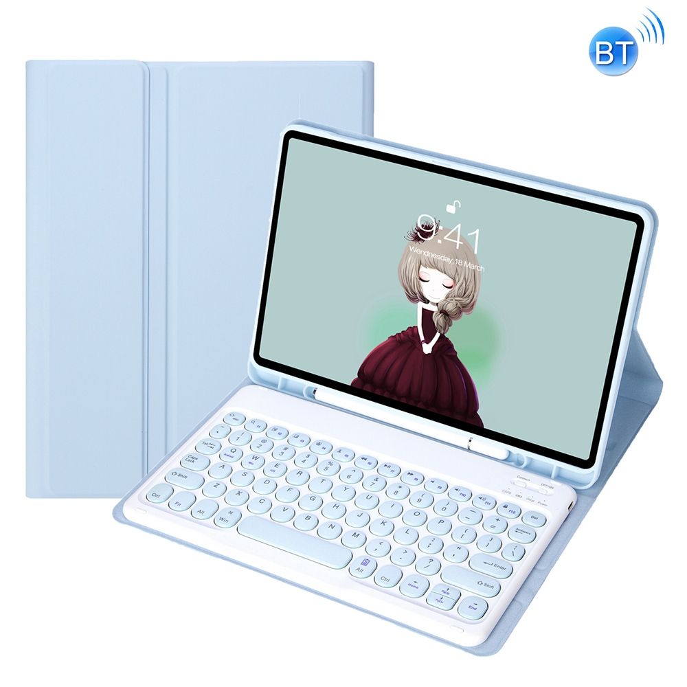 Bluetooth Keyboard Leather Case For Samsung Galaxy Tab A8 10.5 2021 SM-X200 / SM-X205(White Ice)