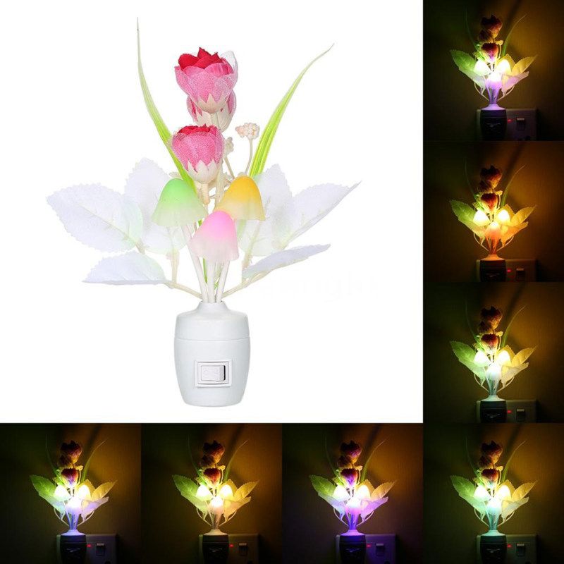 LED Flower Vase Potted Wall Plug-in Light Sensor Color-2#