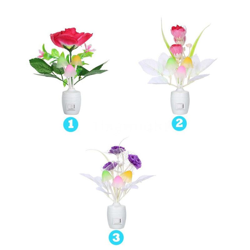 LED Flower Vase Potted Wall Plug-in Light Sensor Color-2#