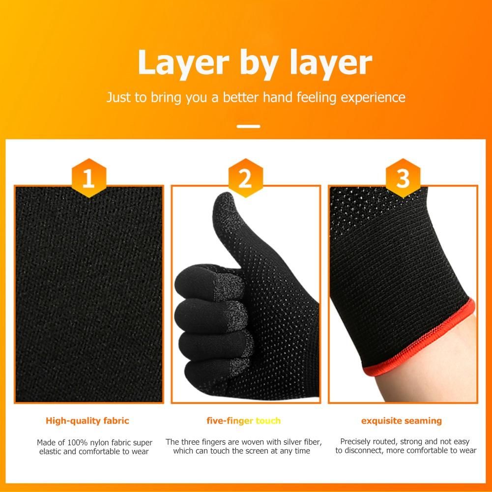 2Pcs Game Gloves for PUBG Sweat Proof Non-Scratch Sensitive Press Screen Gaming Finger Thumb Sleeve Gloves