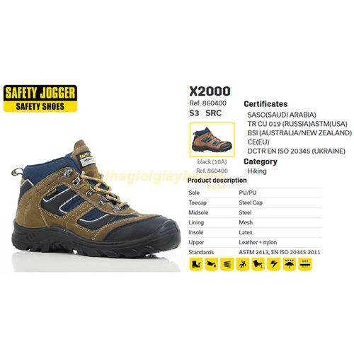 X2000 Brown Safety Jogger Safety Shoe, Safety Boot