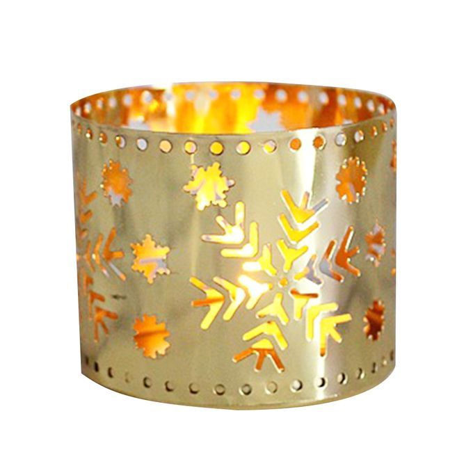 Christmas European Straight Hollow Iron Candle Holder-Golden