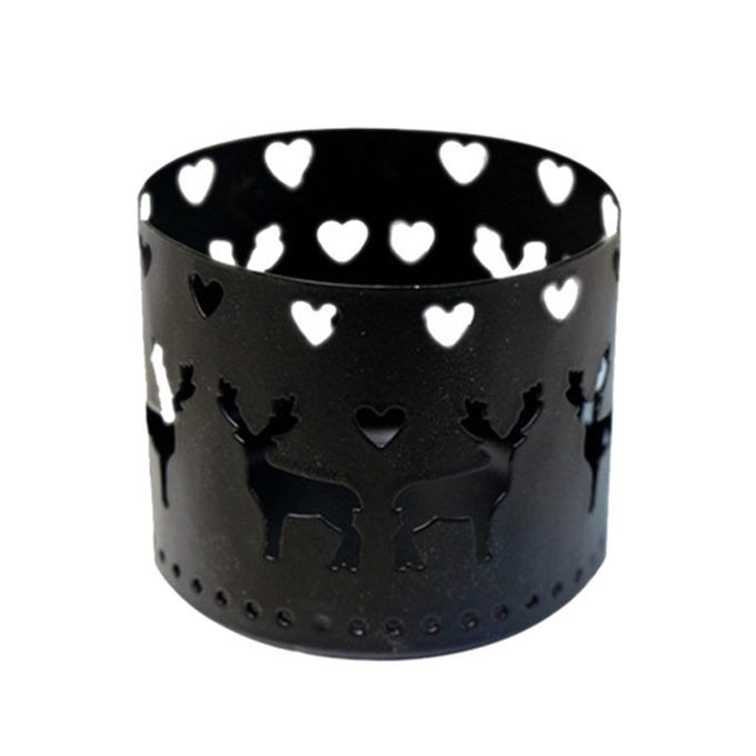 Christmas European Straight Hollow Iron Candle Holder-Black