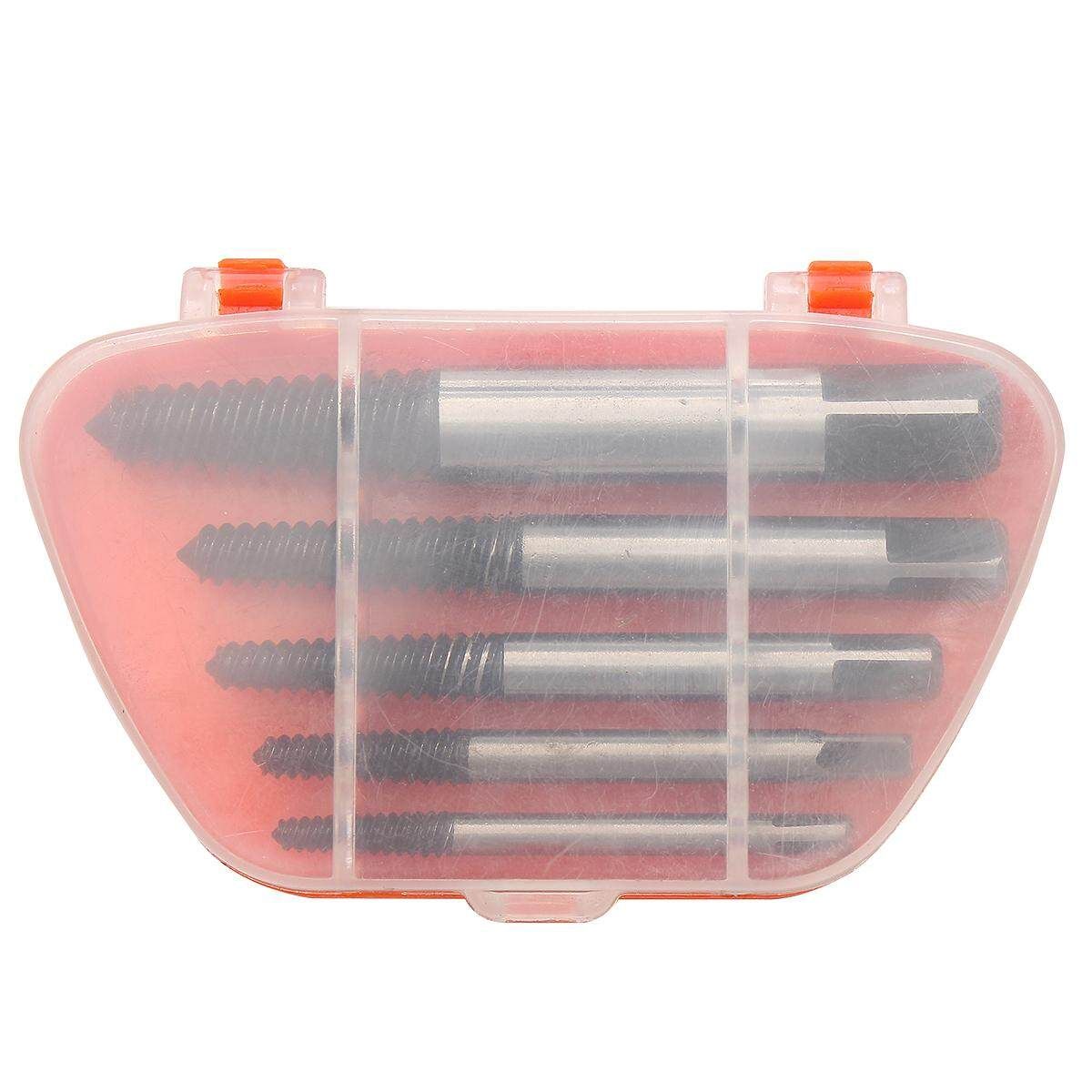 5PCs Screw Extractor Easy Out Drill Bits Guide Broken Damaged Bolt Remover Set Orange