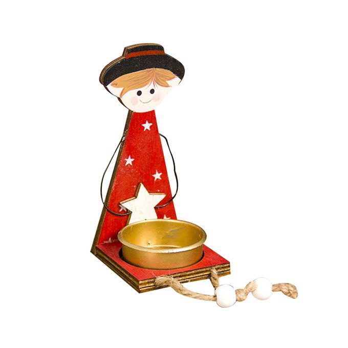 Wooden Angle Doll Metal Candle Holder Candlestick Christmas-
