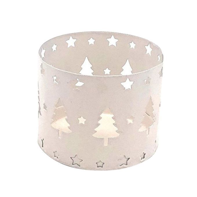 Christmas European Straight Hollow Iron Candle Holder-White
