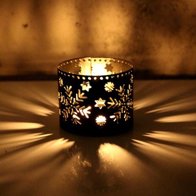 Christmas European Straight Hollow Iron Candle Holder-White
