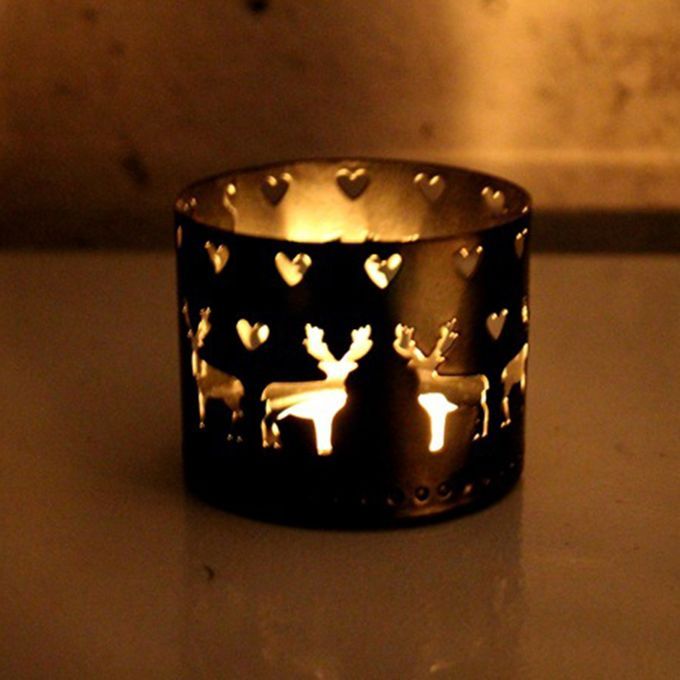 Christmas European Straight Hollow Iron Candle Holder-White