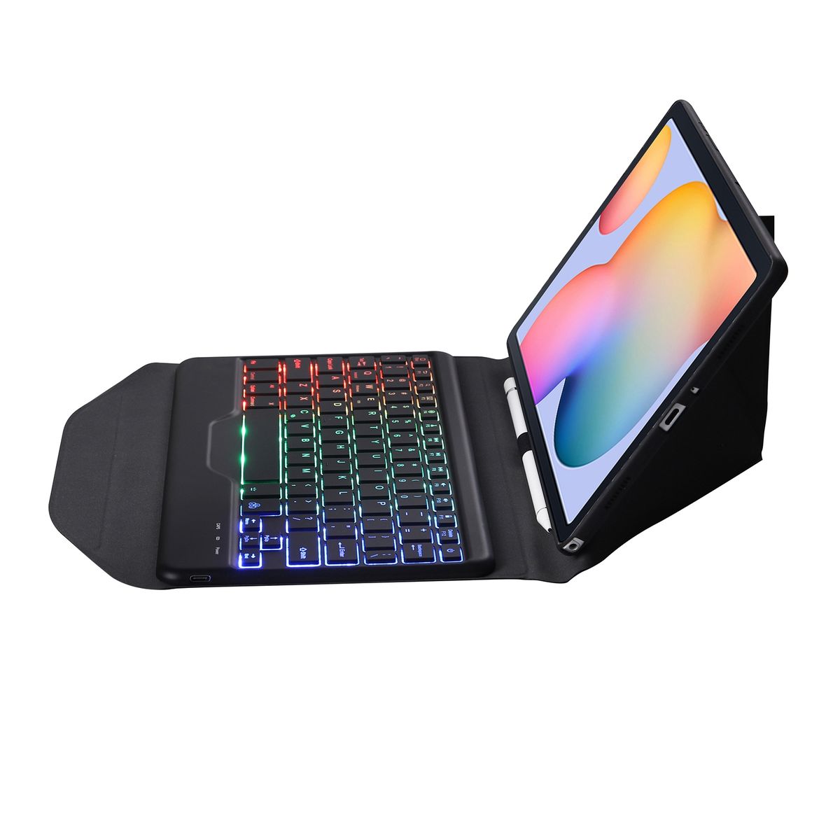 B610S Bluetooth Keyboard Leather Tablet Case For Samsung Galaxy Tab S6 Lite (Black Black)