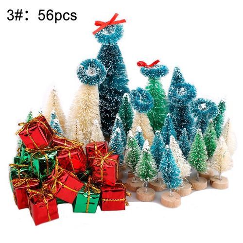 Mini Christmas Trees Set Snowy Pine Xmas Party Ornament-3#