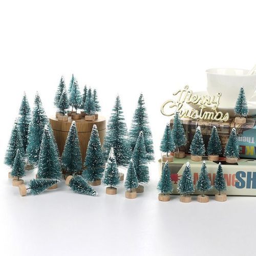 Mini Christmas Trees Set Snowy Pine Xmas Party Ornament-3#