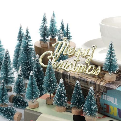 Mini Christmas Trees Set Snowy Pine Xmas Party Ornament-3#