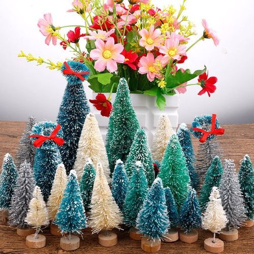 Mini Christmas Trees Set Snowy Pine Xmas Party Ornament-3#