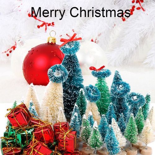 Mini Christmas Trees Set Snowy Pine Xmas Party Ornament-3#