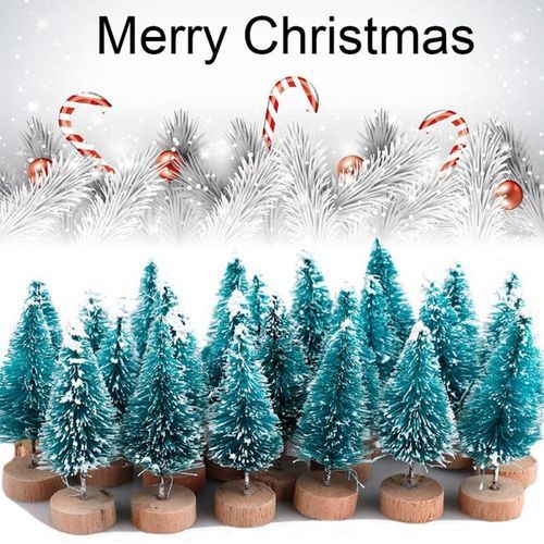 Mini Christmas Trees Set Snowy Pine Xmas Party Ornament-3#