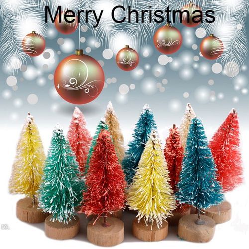 Mini Christmas Trees Set Snowy Pine Xmas Party Ornament-3#