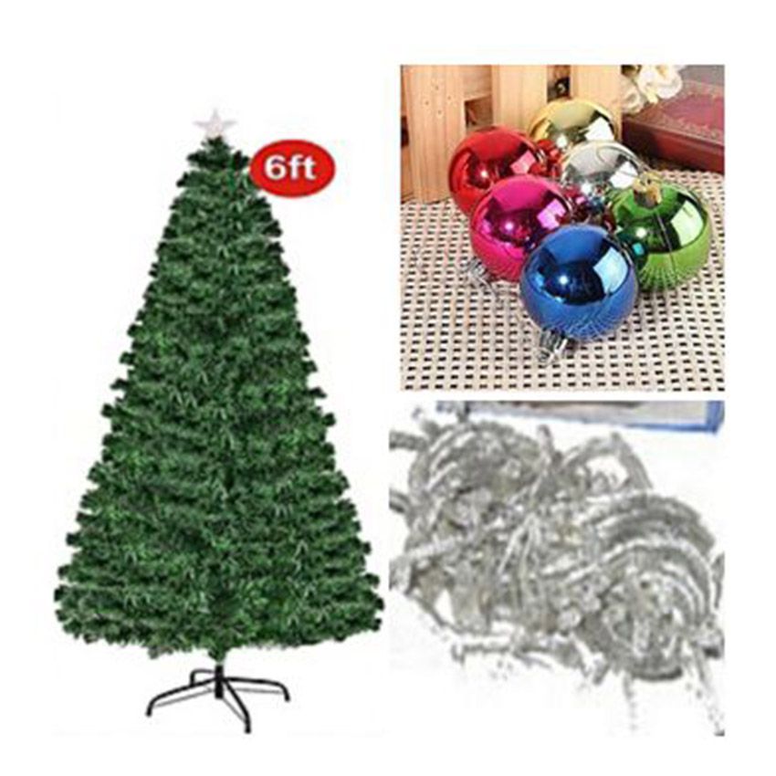6ft Christmas Tree With Multi Color Lights And Balls