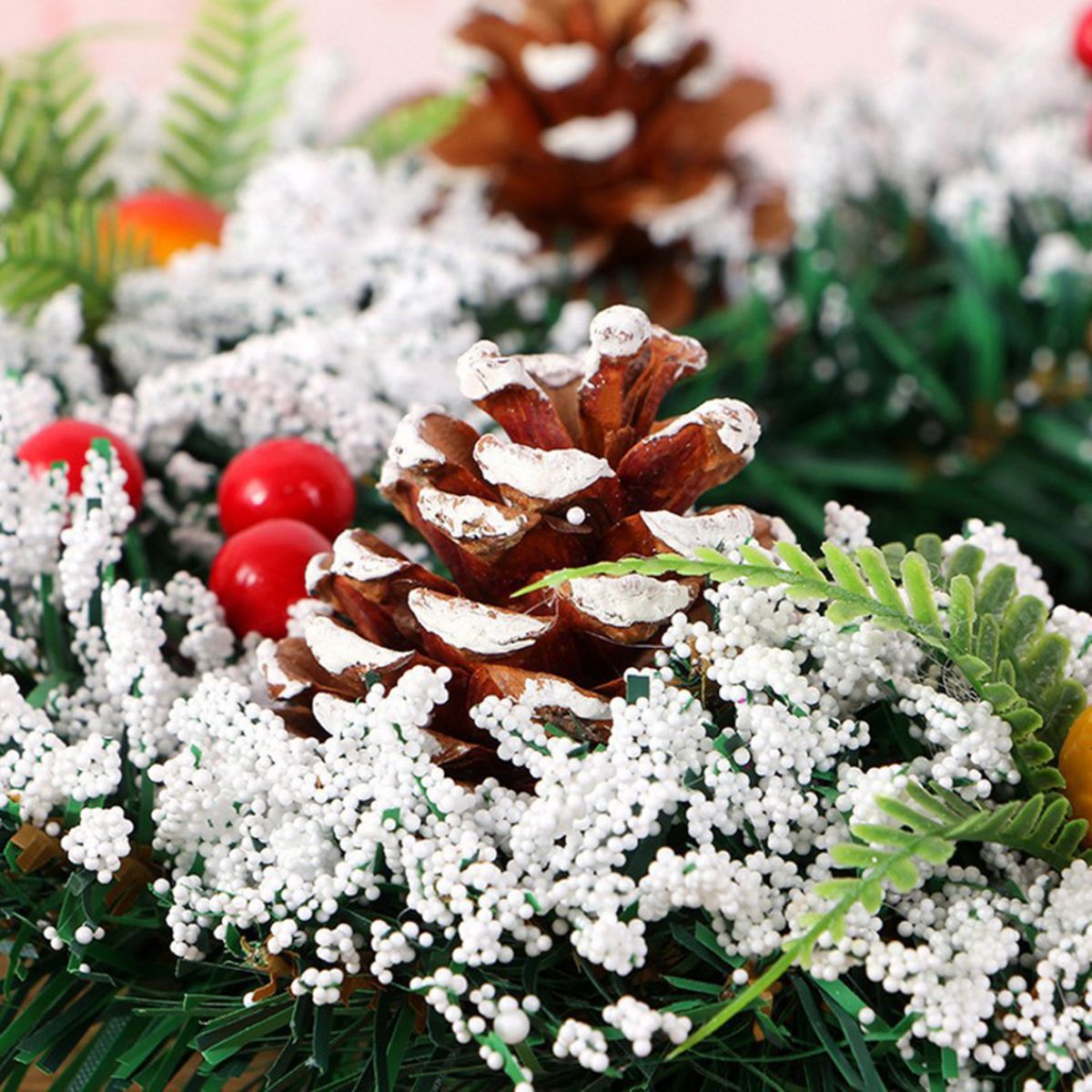 Christmas Wreath Artificial Decoration Indoor Pine Cones Window For