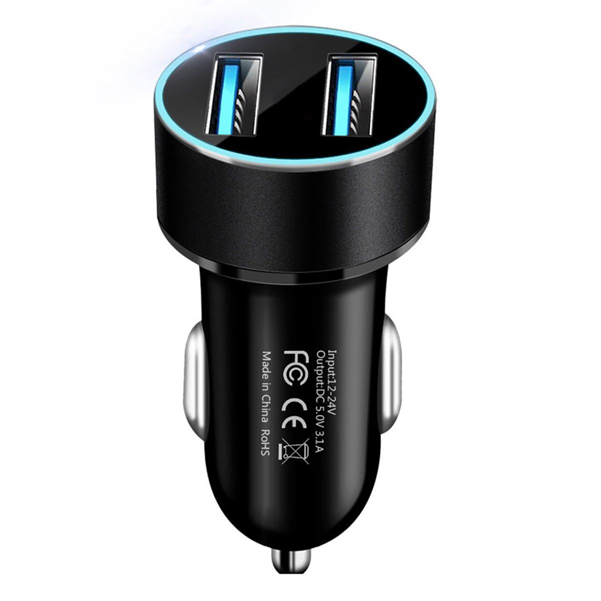 Universal Car Vehicle 3.1A Dual USB Mobile Phone Quick-Black