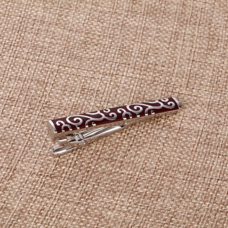 2 PCS Brass Polished Men Tie Clip, Color: Black Silver Strip