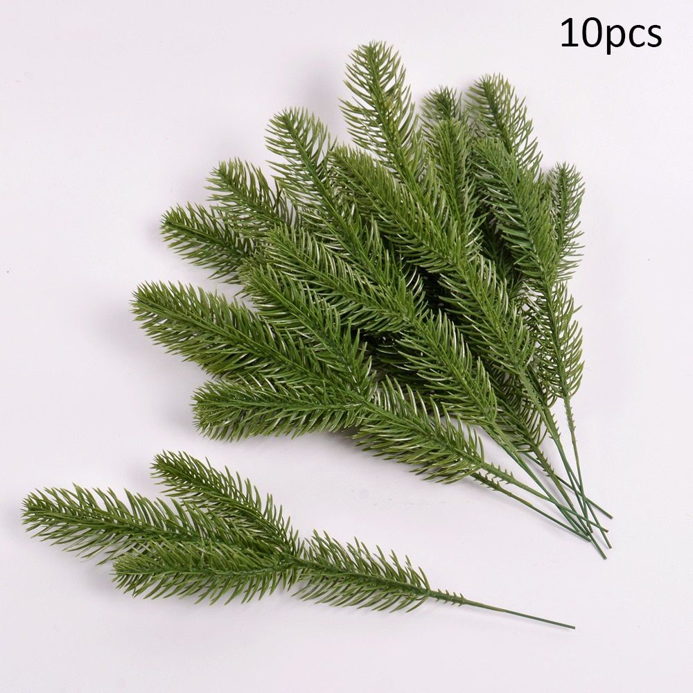 1.7m Artificial Christmas Rattan Berry Flower DIY Garland Wreath Green Tree Ornament Home Hanging Ornament For Party Xmas Decor 10PCS Pine Branches