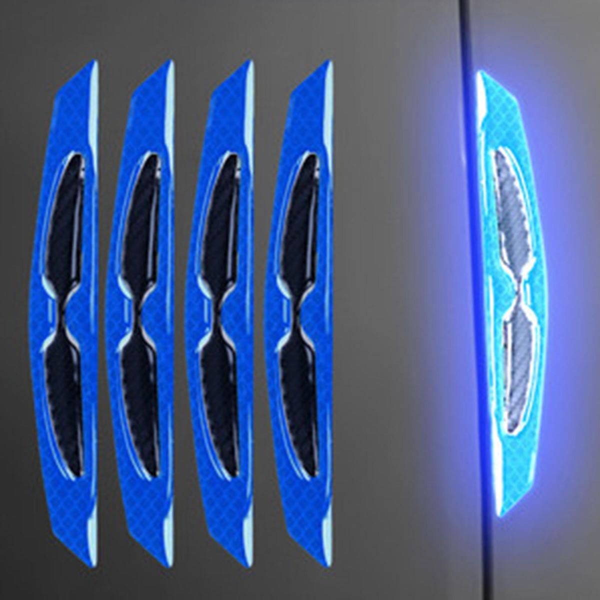 4Pcs Car Reflective Sticker Car Side Door Edge Protective Strip Blue