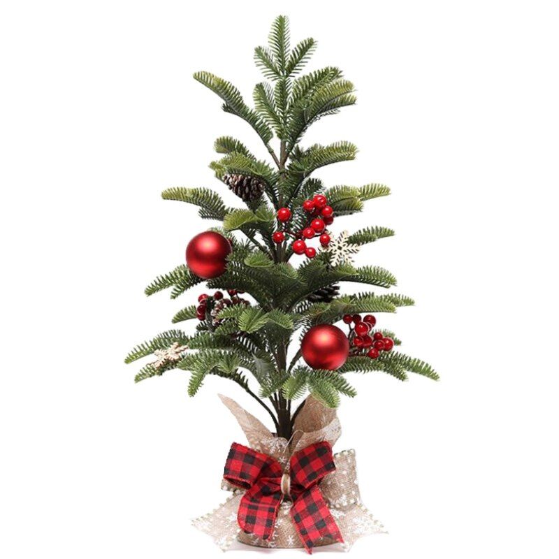 K92A Christmas Garland Red Pine Berry Xmas Tree Wreath For Holiday Party Garden Farmhouse Desktop Decoration New Year Gift Wreath