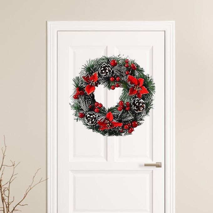 Christmas Wreath Front Door Wall Window Hanging Garland Hoop Flowers