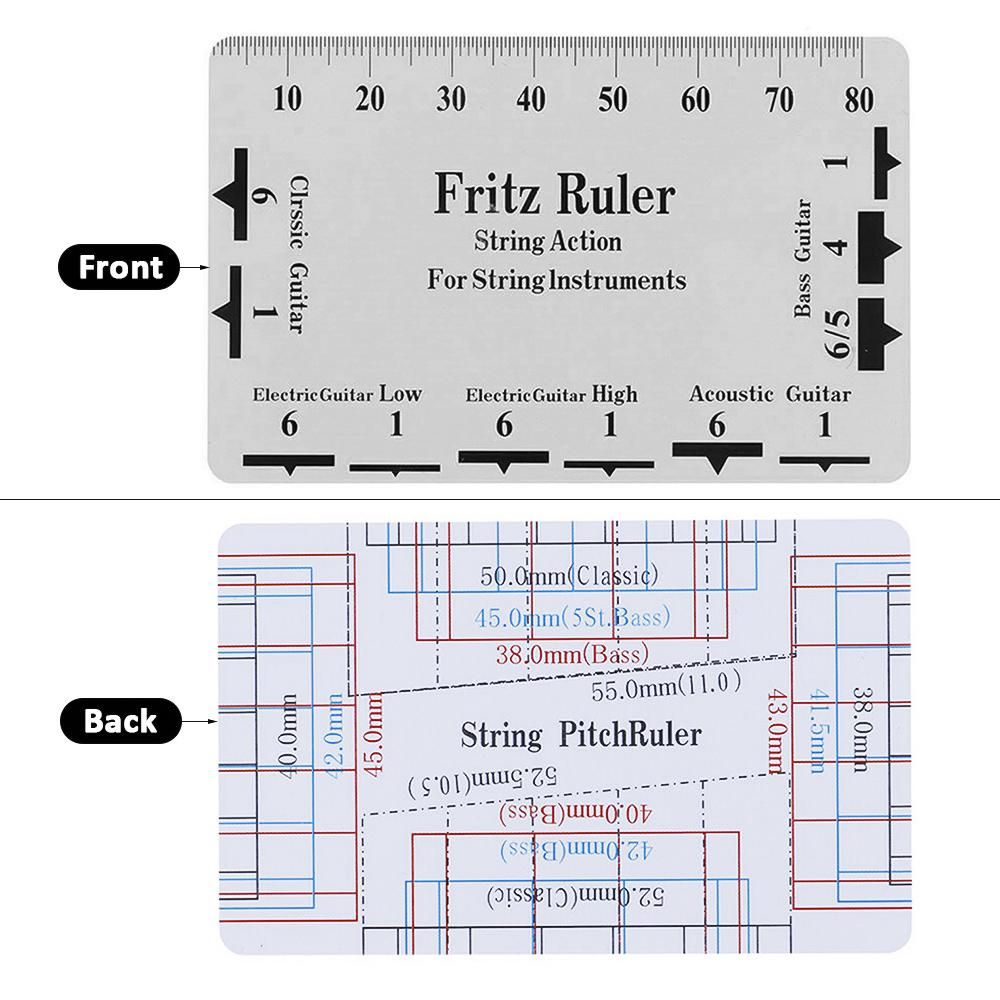 Guitar String Action Gauge String Pitch Ruler Card Luthier Tool Ruler Guitar Measuring Tool for Classical Electric Acoustic Guitar Bass