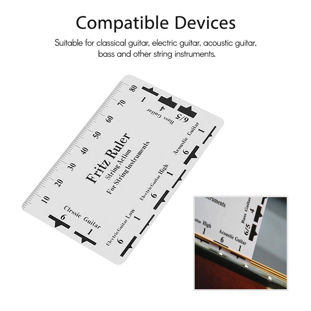 Guitar String Action Gauge String Pitch Ruler Card Luthier Tool Ruler Guitar Measuring Tool for Classical Electric Acoustic Guitar Bass