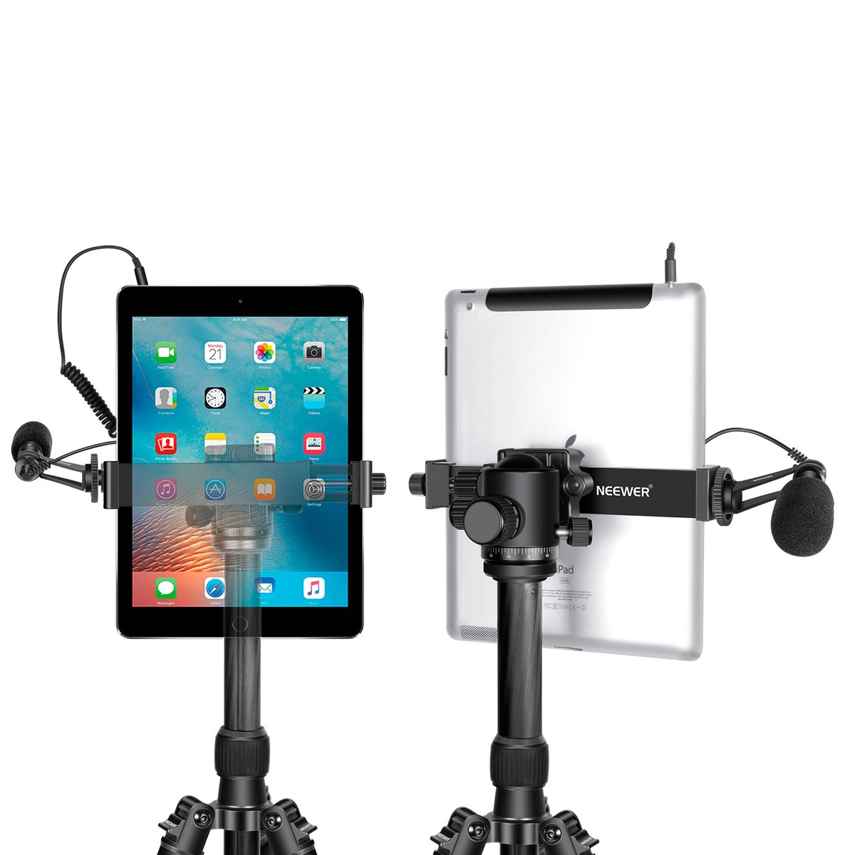 IPad Tablet Tripod Mount Adapter Holder, 6.3-9.25 Inches/16-23.5 Centimeters Adjustable Clamp For IPad Mini IPad 2/3/4, IPad Air/Air2, IPad Pro Surface Samsung Tab 7.0 Series