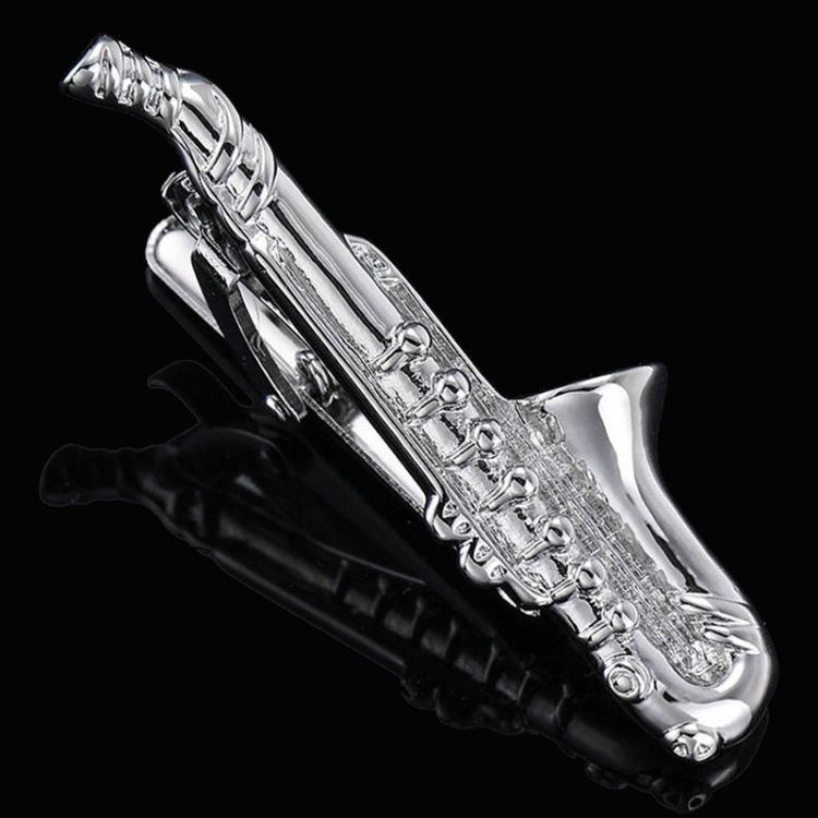 2pcs Men Business Formal Wedding Tie Clips, Color: Silver Sa Silver Sax