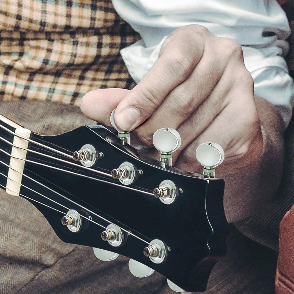 Guitar String Tuning Pegs Tuning Machines Sealed Machine Heads Tuning Keys Oval Button 3 Left 3 Right for Electric Guitar or Acoustic Guitar Chrome Gold