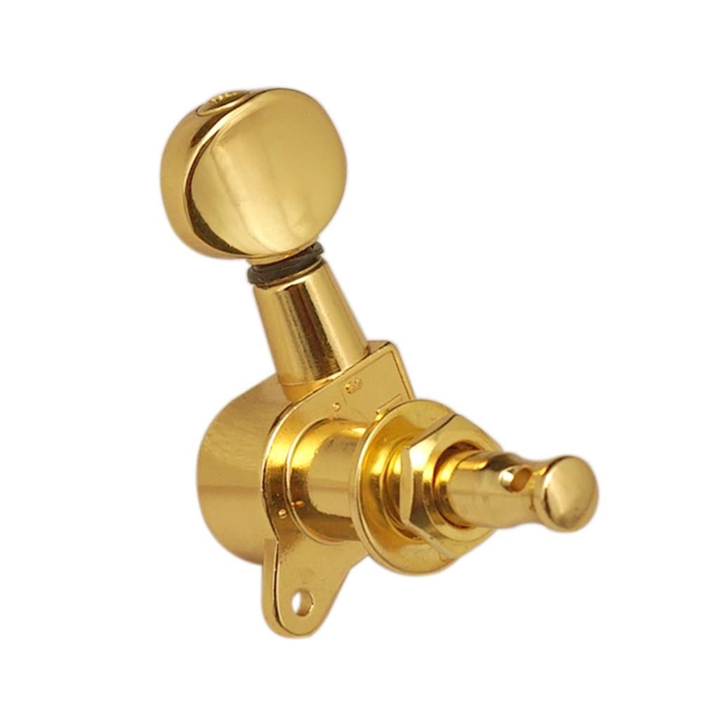 Guitar String Tuning Pegs Tuning Machines Sealed Machine Heads Tuning Keys Oval Button 3 Left 3 Right for Electric Guitar or Acoustic Guitar Chrome Gold