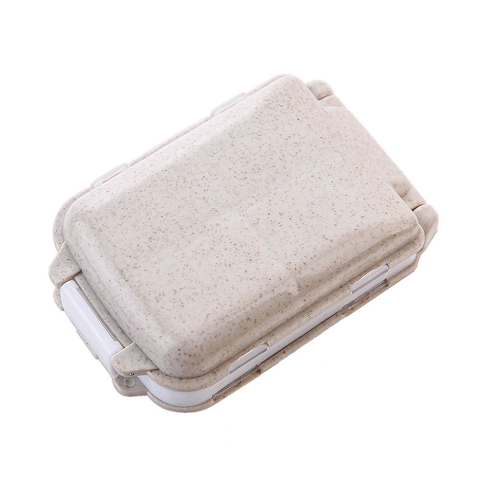 Portable 8 Compartments Travel Pill Medicine Storage-Beige