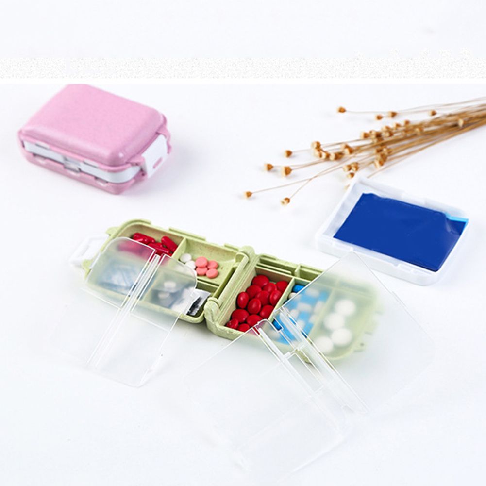 Portable 8 Compartments Travel Pill Medicine Storage-Beige
