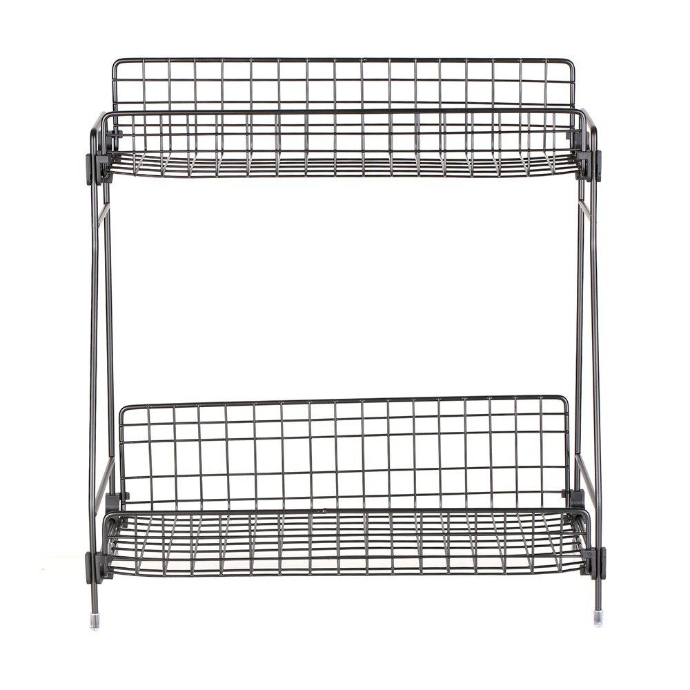 2-tier Storage Holder   Rack Iron Net Basket Storage Shelf