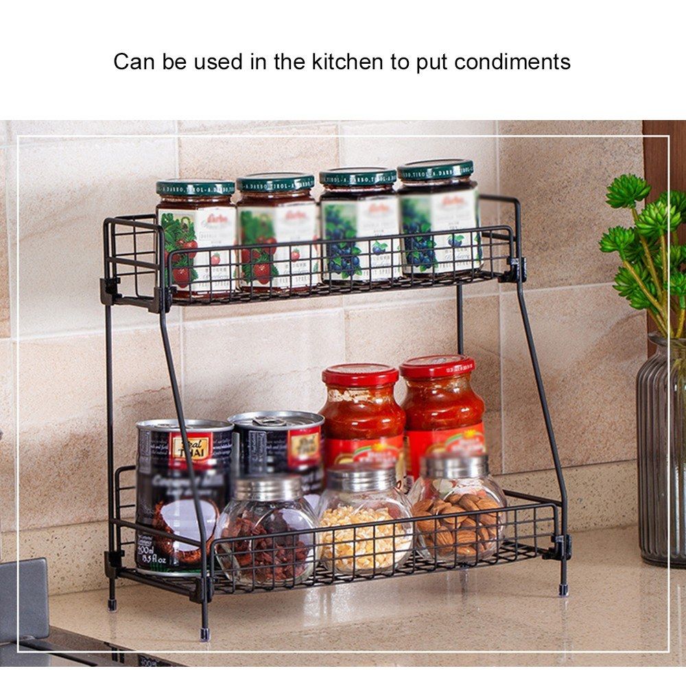 2-tier Storage Holder   Rack Iron Net Basket Storage Shelf